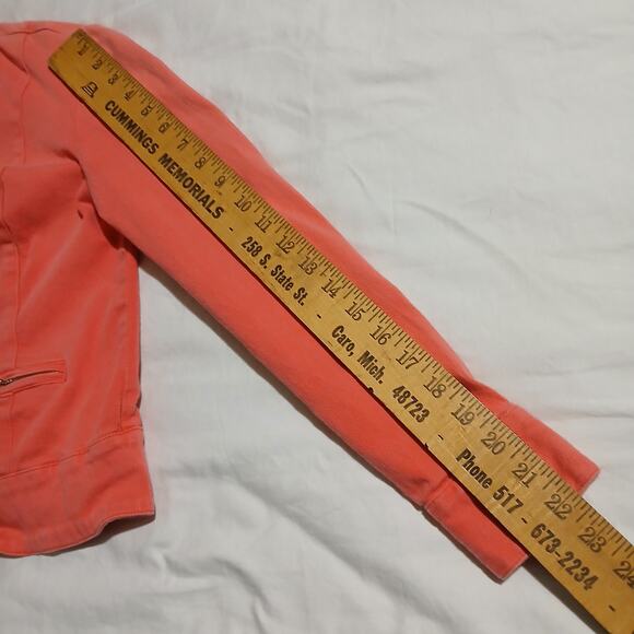 Newport News Jeanology Sz 4 Coral Cotton/Spandex Blend Jean Jacket Zip-Pockets - Picture 14 of 15